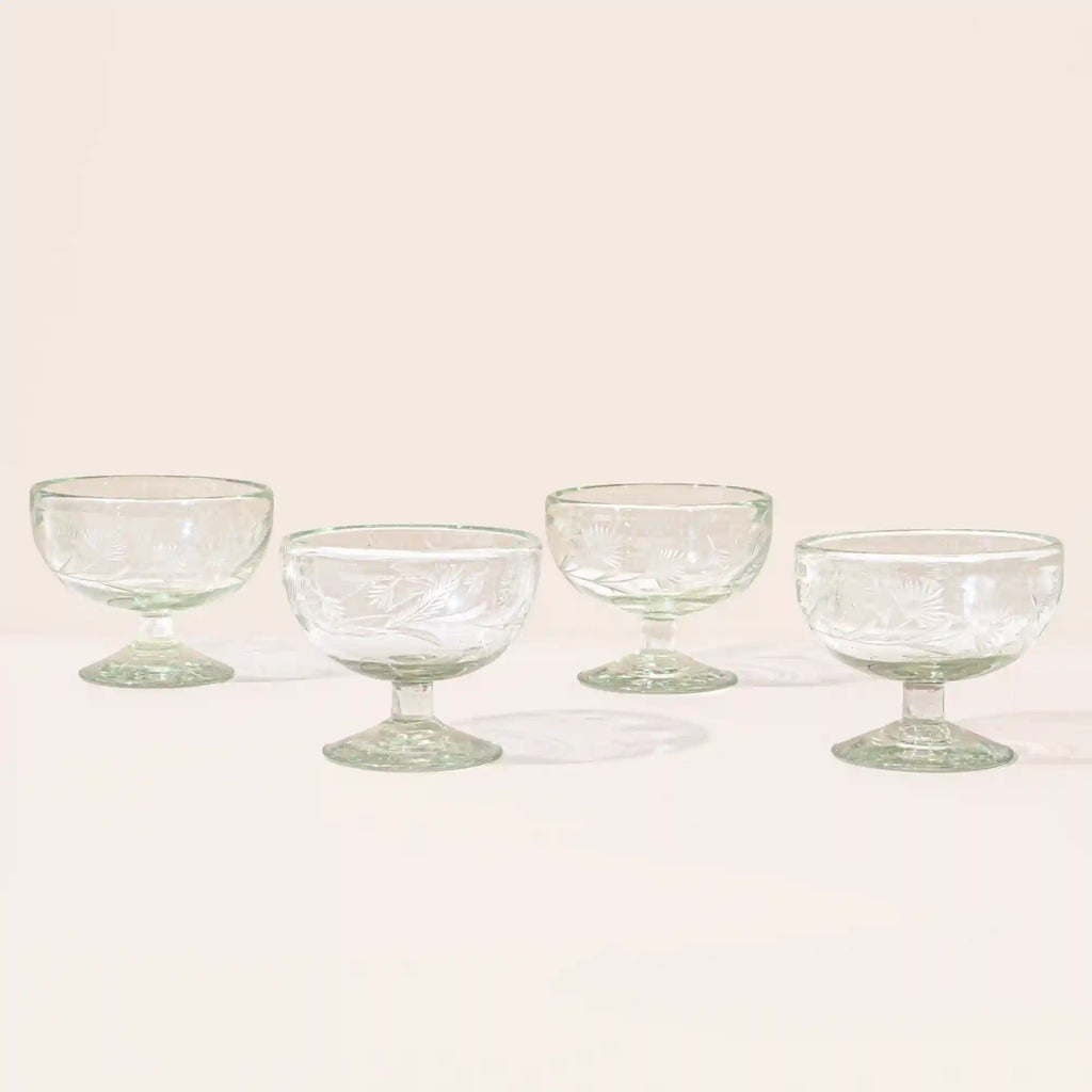 Etched Thistle Coupe, Set of 4