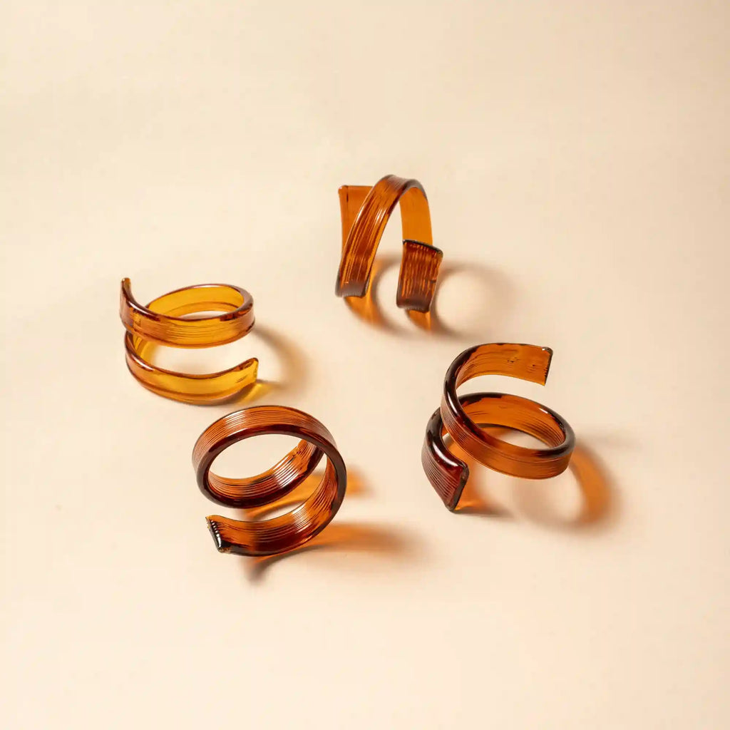 Glass Twist Napkin Rings, Set of 4