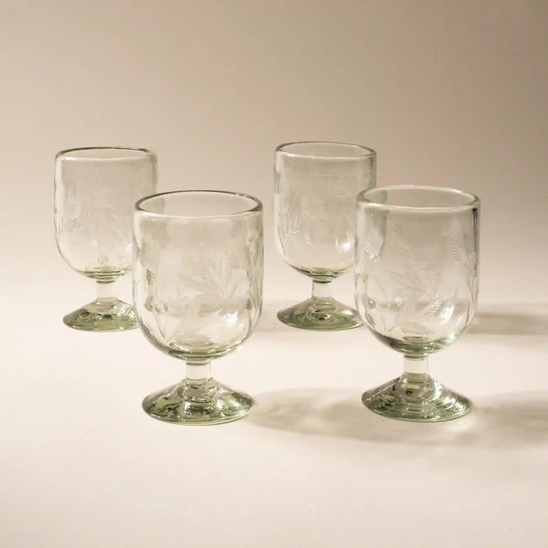 Etched Thistle Wine Glass, Set of 4
