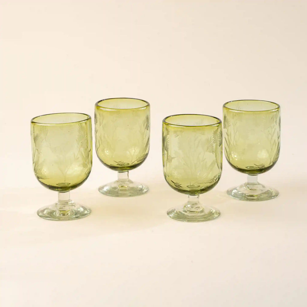 Etched Thistle Wine Glass, Set of 4