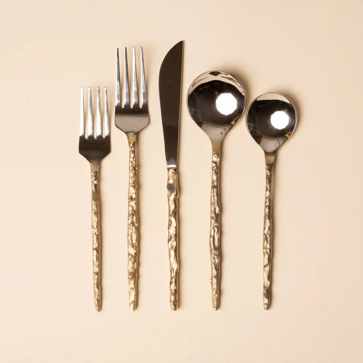 Sand Drip Brass Flatware, 5-Piece Set Main image