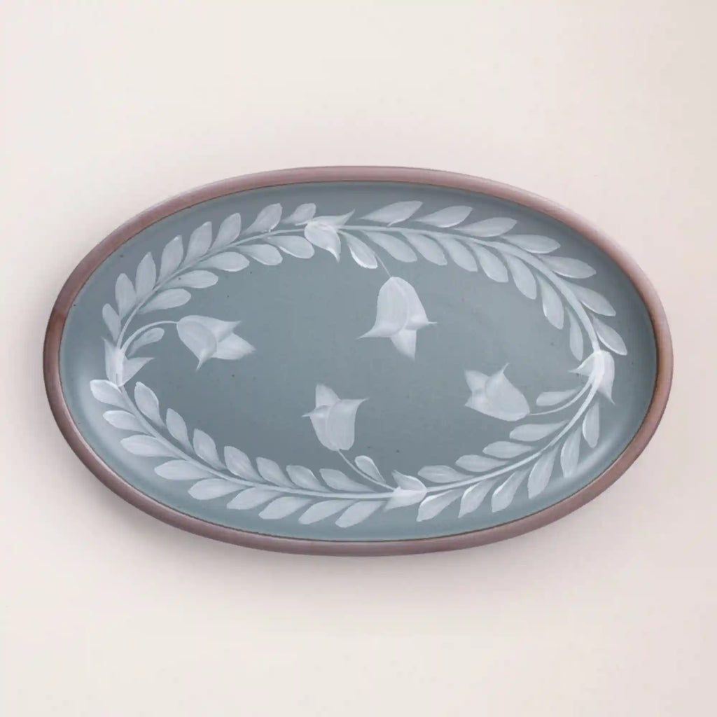 Hand Painted Large Oval Platter, Tulip Crown