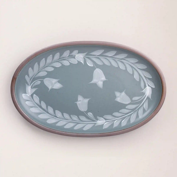 Hand Painted Large Oval Platter, Tulip Crown