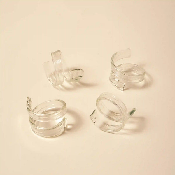 Glass Twist Napkin Rings, Set of 4