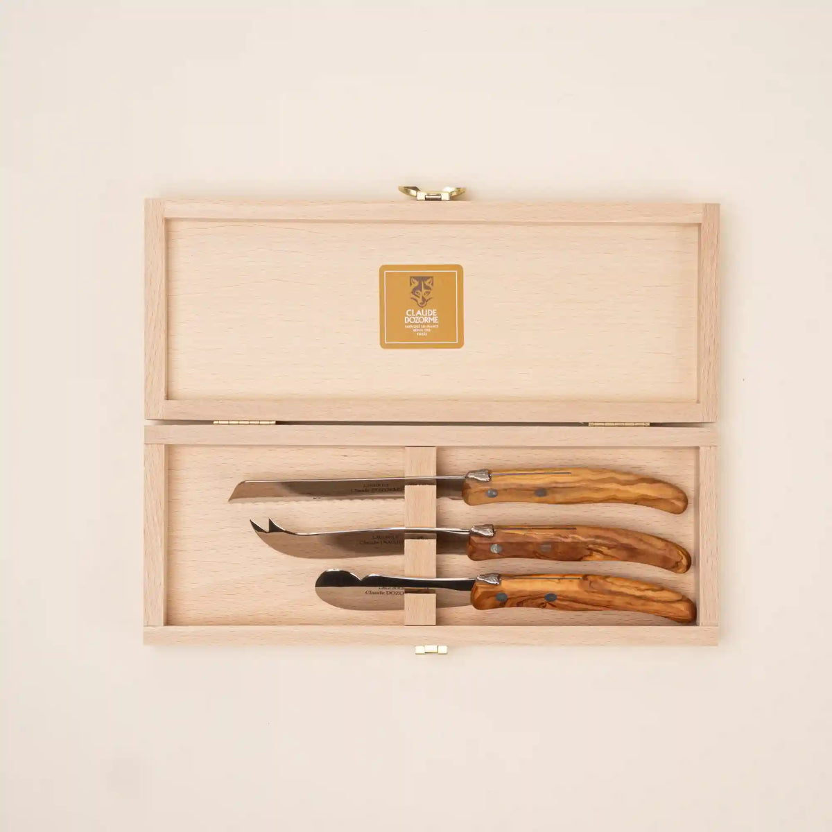 Olive Wood 3-Piece Cheese Knife Set Main image
